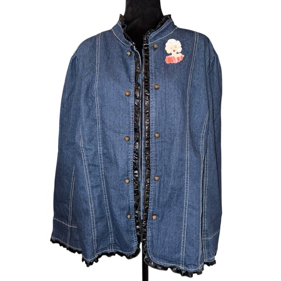 UPCYCLED REWORKED DENIM Jean Jacket M. Monroe Plus Size Denim Jacket Size 2X - Picture 4 of 8